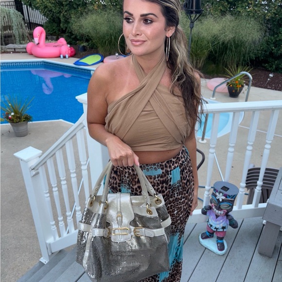 Jimmy Choo Medium Tulita Shoulder Bag- Elegant Silver and Gold - Picture 4 of 6